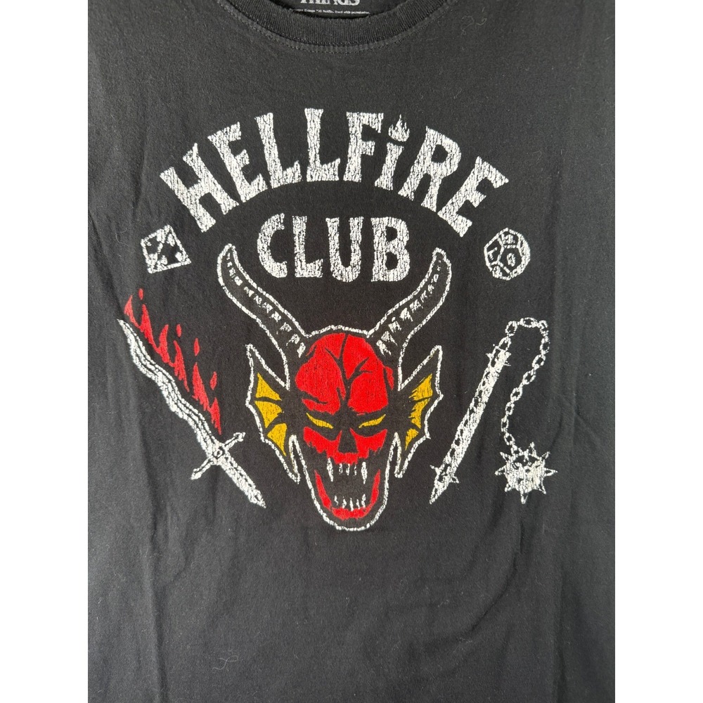 Netflix Stranger Things Hellfire Club Graphic T-Shirt Black Mens XL Cotton Tee - Picture 7 of 7